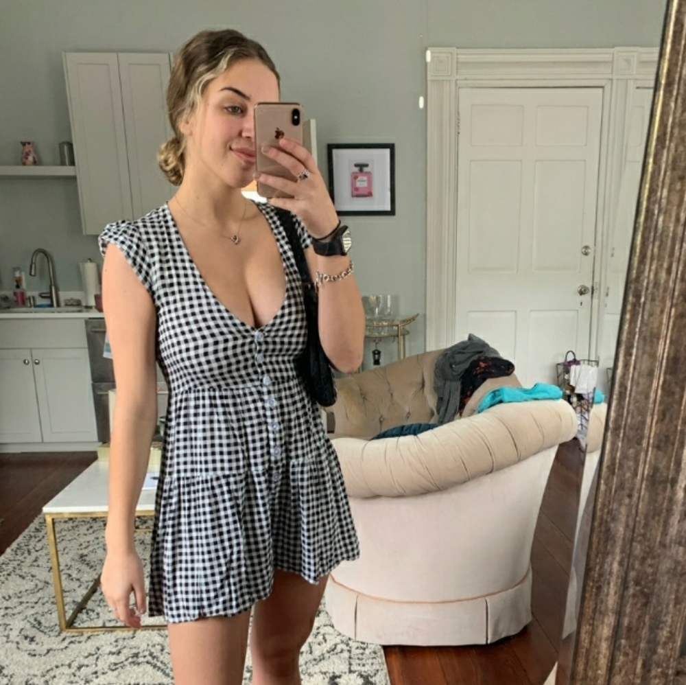 Checkered Black & White Romper - Picture 10 of 11